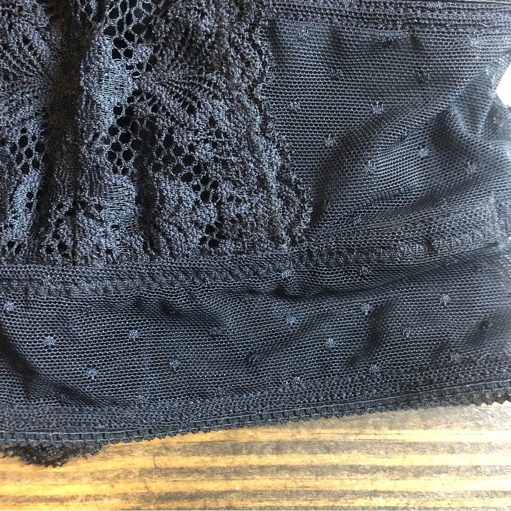 New Auden Black Lace Swiss Dot Bralette Women’s XS Bra Layering Sexy Stretch - Picture 7 of 11